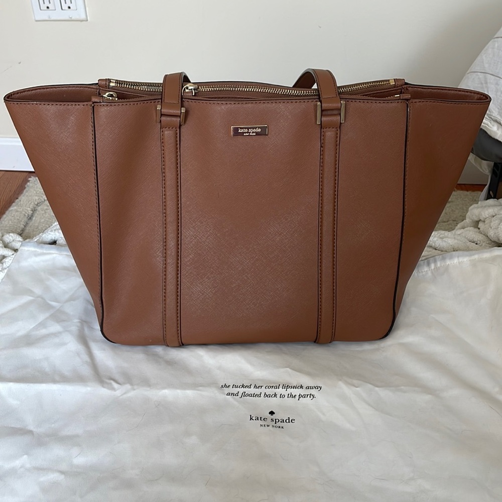 Kate Spade Brown Leather Tote/Shoulder Bag with duster bag.